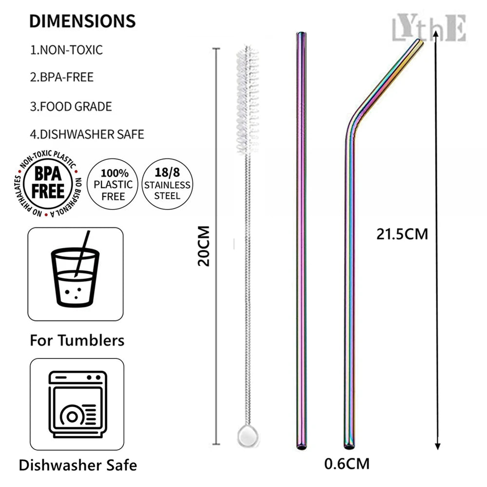 Rainbow Metal Straws