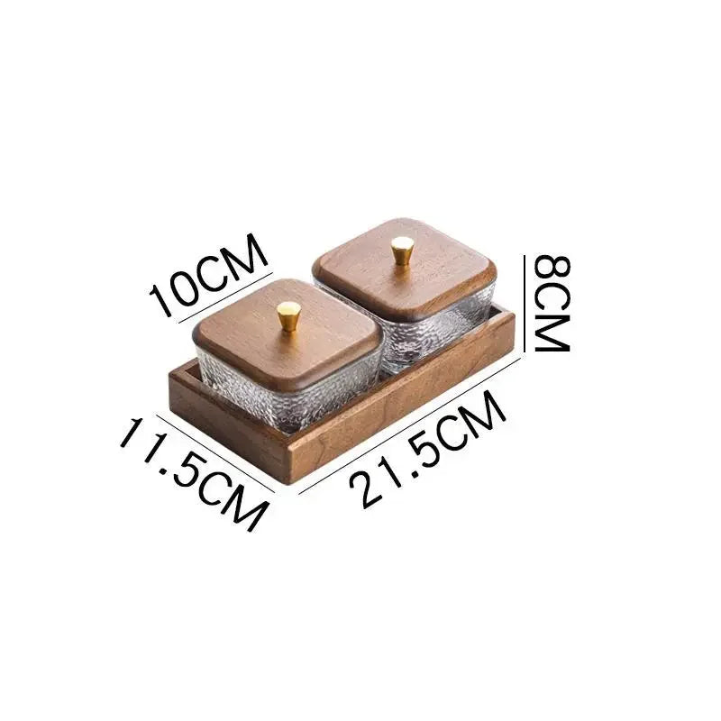 Walnut Fruit Tray Snack Tray Household Divided Dry Fruit Inventory Candy Glass Bowl Fruit Tray Water Fruit Plate