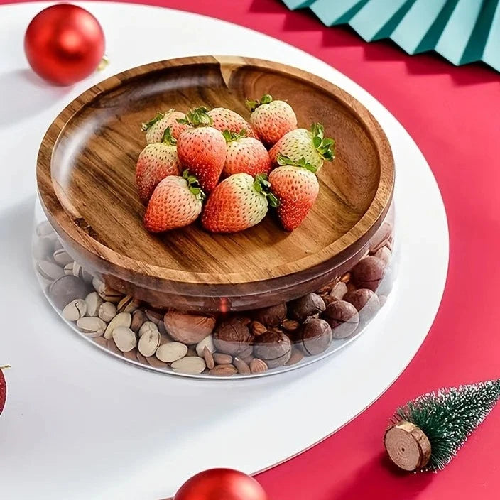 Wooden Trays Glass Bowl