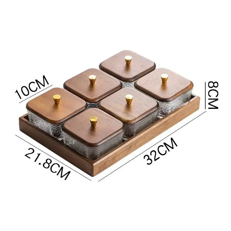 Walnut Fruit Tray Snack Tray Household Divided Dry Fruit Inventory Candy Glass Bowl Fruit Tray Water Fruit Plate