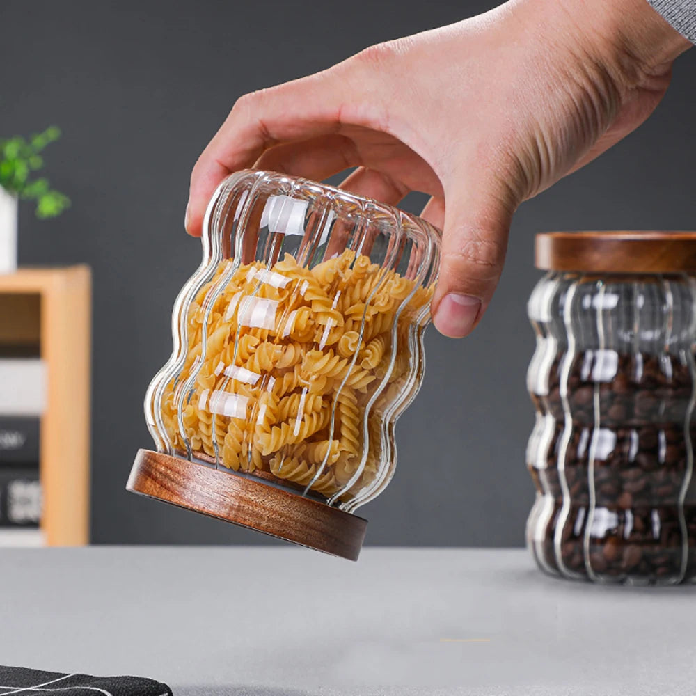 Striped Glass Sealed Jar