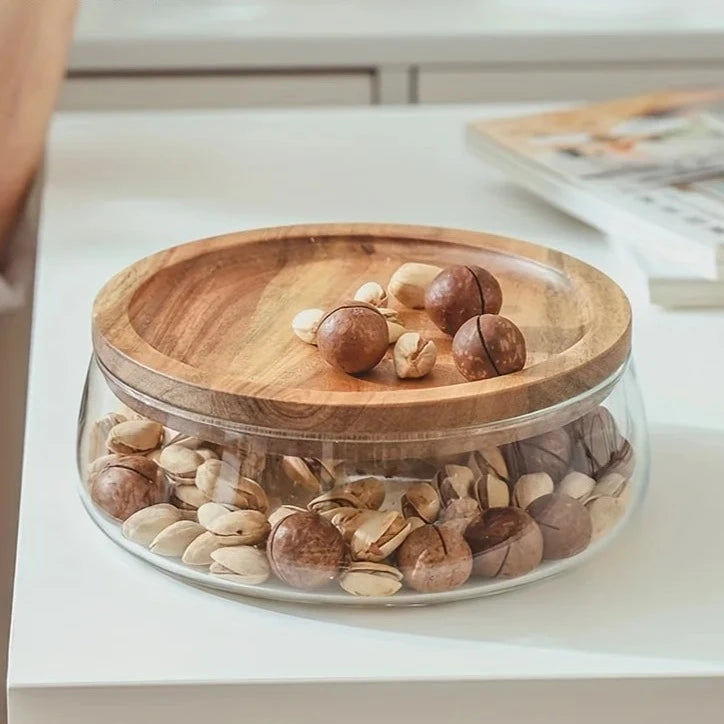 Wooden Trays Glass Bowl