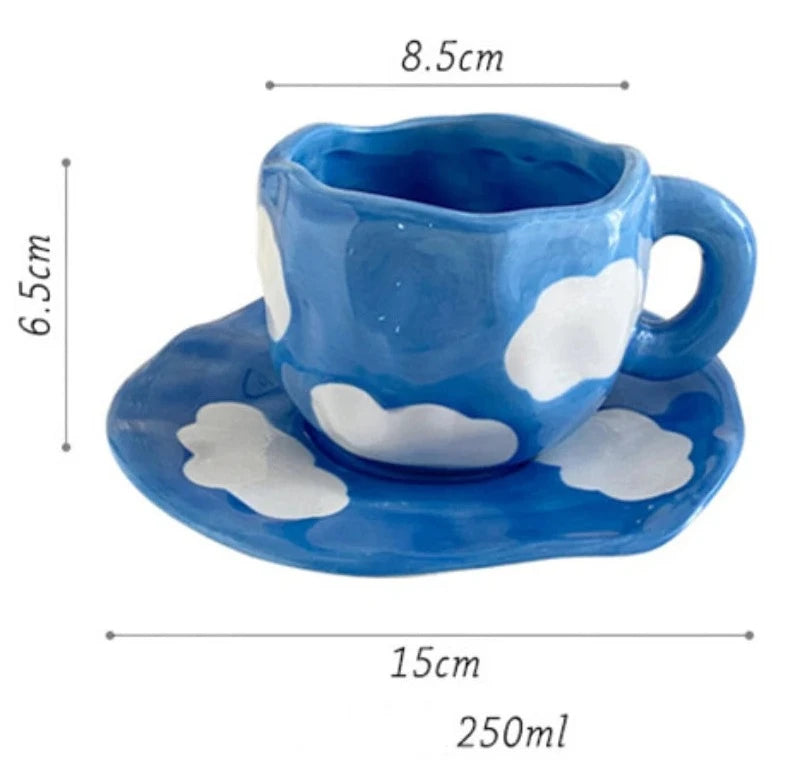 Cloud Handmade Mug with Saucer