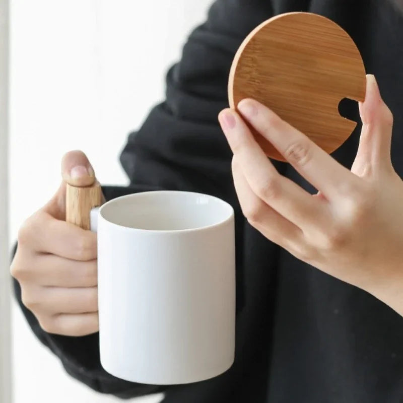 Wooden Handle Creative Ceramic Mug