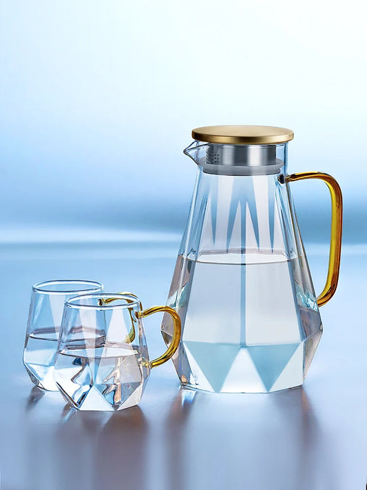 Diamond shape 1.5L Glass Water Bottle Set