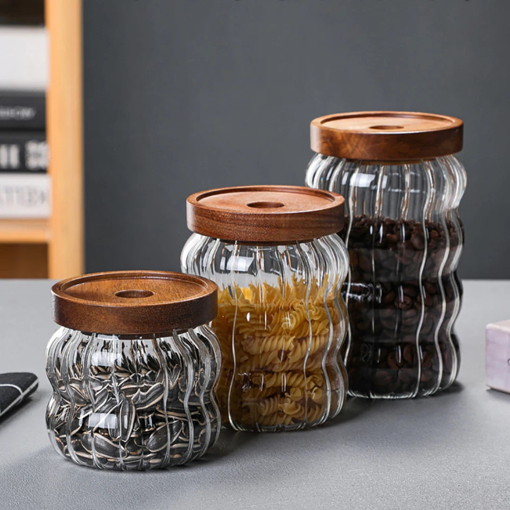 Striped Glass Sealed Jar