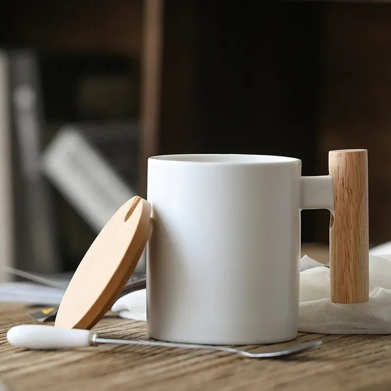 Wooden Handle Creative Ceramic Mug