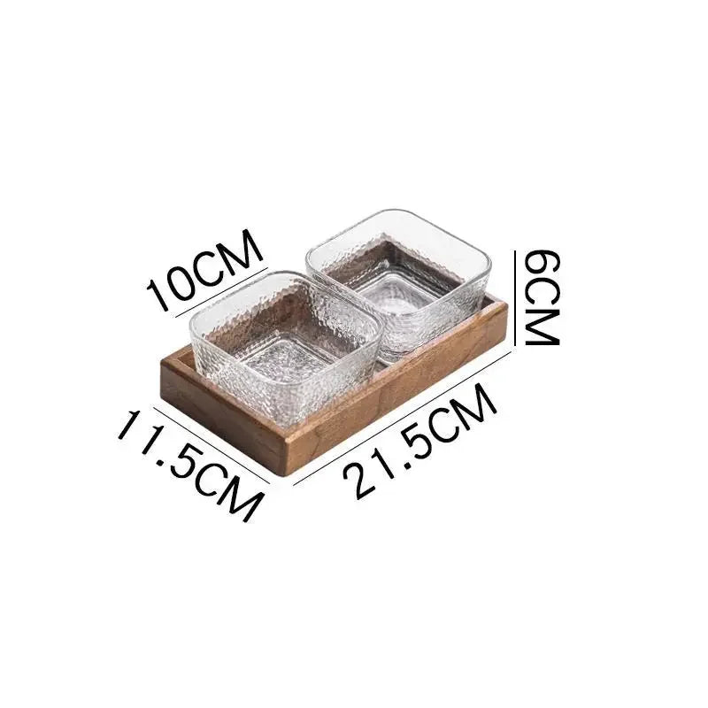 Walnut Fruit Tray Snack Tray Household Divided Dry Fruit Inventory Candy Glass Bowl Fruit Tray Water Fruit Plate