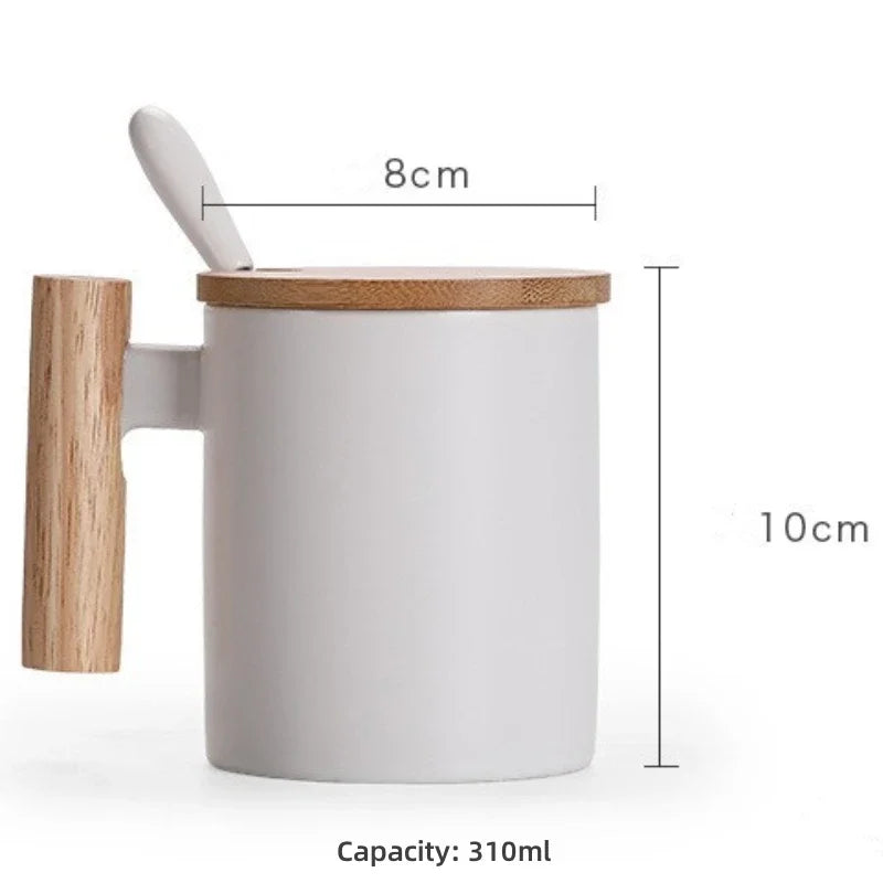 Wooden Handle Creative Ceramic Mug