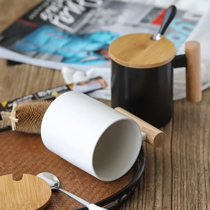 Wooden Handle Creative Ceramic Mug