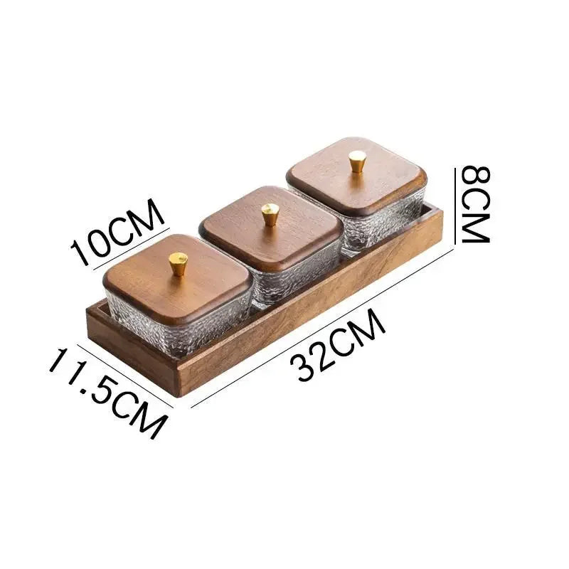 Walnut Fruit Tray Snack Tray Household Divided Dry Fruit Inventory Candy Glass Bowl Fruit Tray Water Fruit Plate