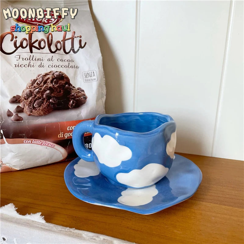 Cloud Handmade Mug with Saucer