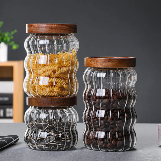 Striped Glass Sealed Jar