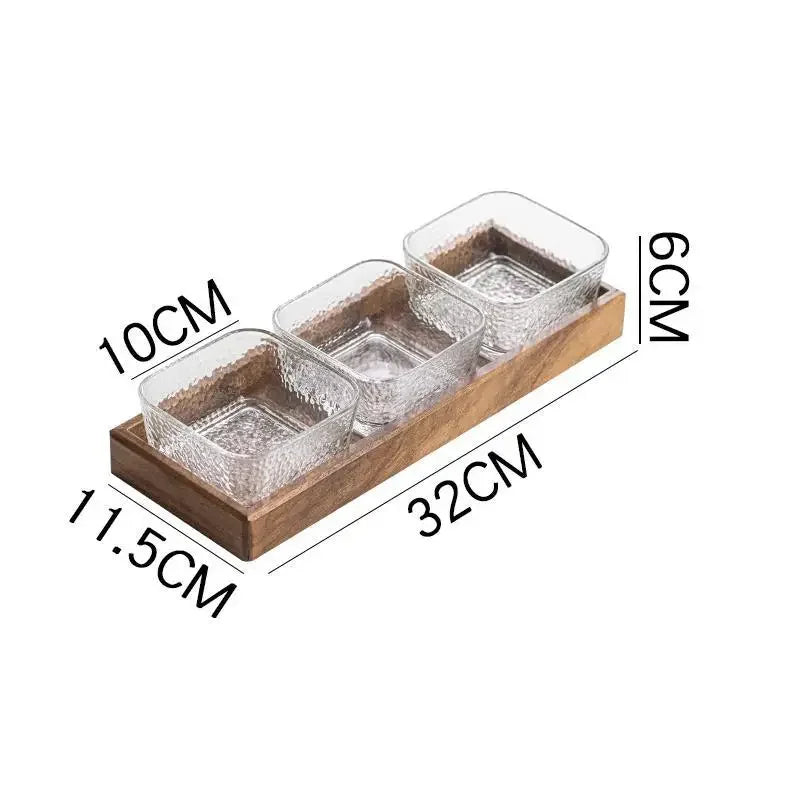 Walnut Fruit Tray Snack Tray Household Divided Dry Fruit Inventory Candy Glass Bowl Fruit Tray Water Fruit Plate