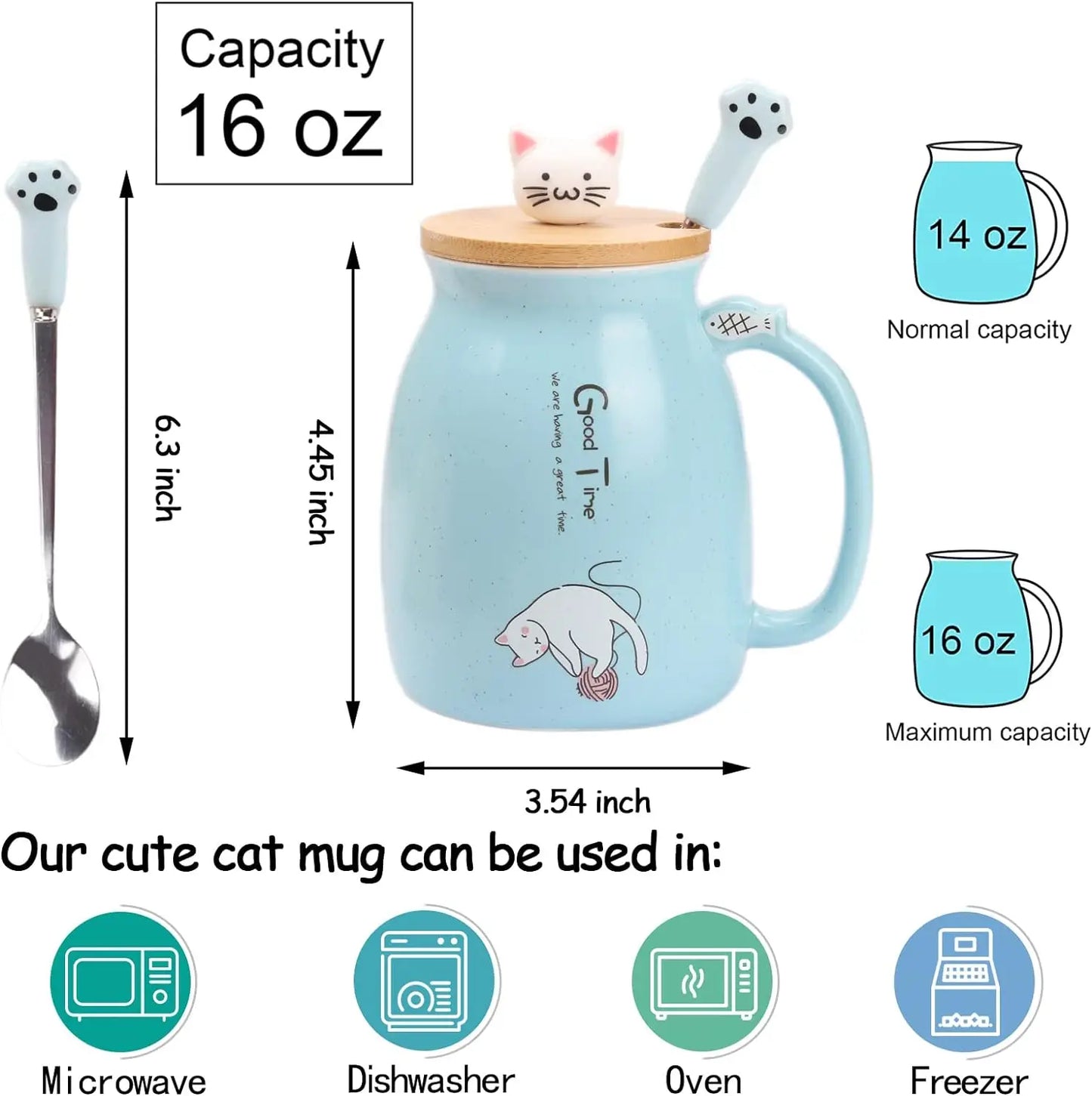 Kitten Coffee Mug with Cat Handle