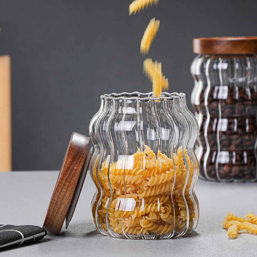 Striped Glass Sealed Jar