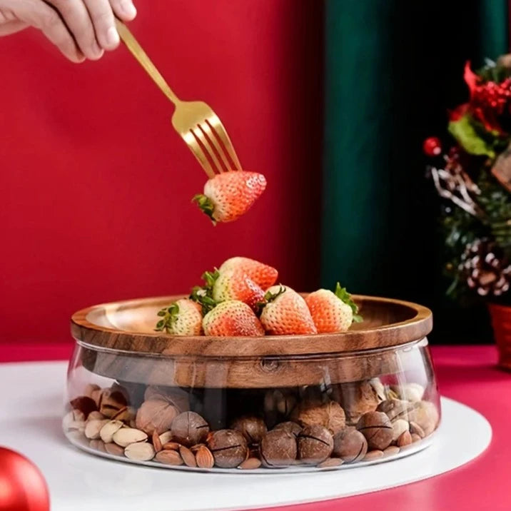 Wooden Trays Glass Bowl